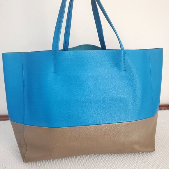 RARE! Celine Horizontal Blue Camel Bicolor Large Cabas Tote +dust bag VGC $1400 - Picture 10 of 16